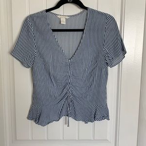 H&M Striped Short Sleeve Blouse